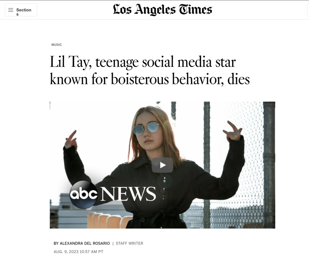 Lil Tay Dead is what the LA Times wrote in a headline 